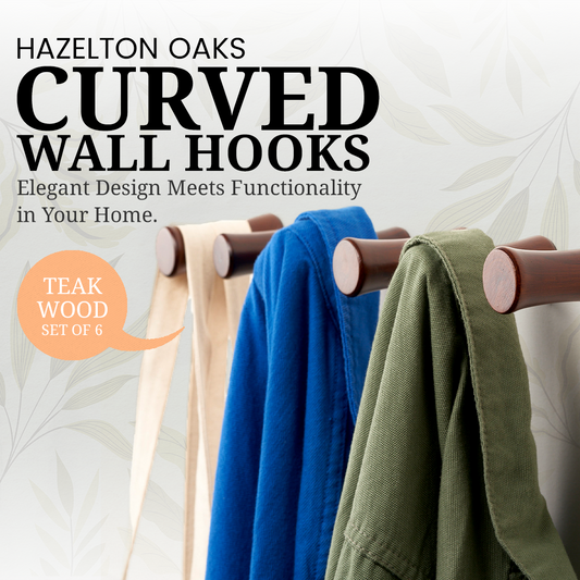 Hazelton Oaks Teak Wood Wall Hooks - Pack of 6