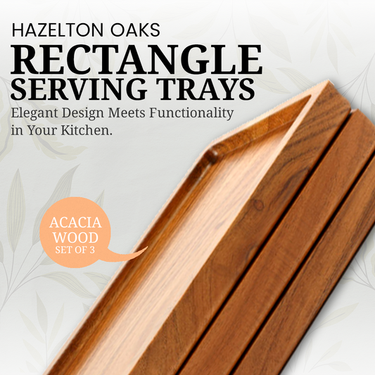 Hazelton Oaks Acacia Rectangle Serving Trays - Set of 3