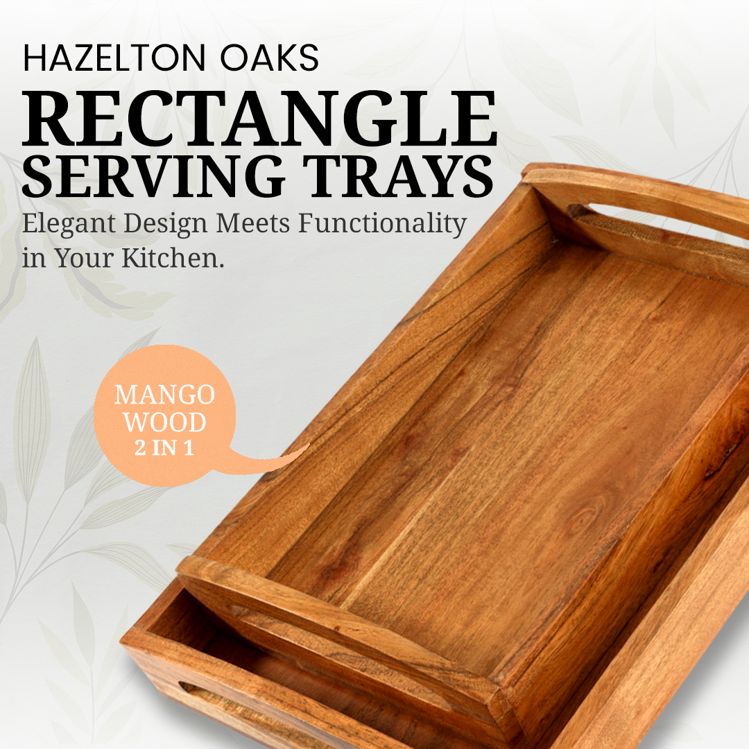 Hazelton Oaks Mango Wood Rectangle Serving Trays
