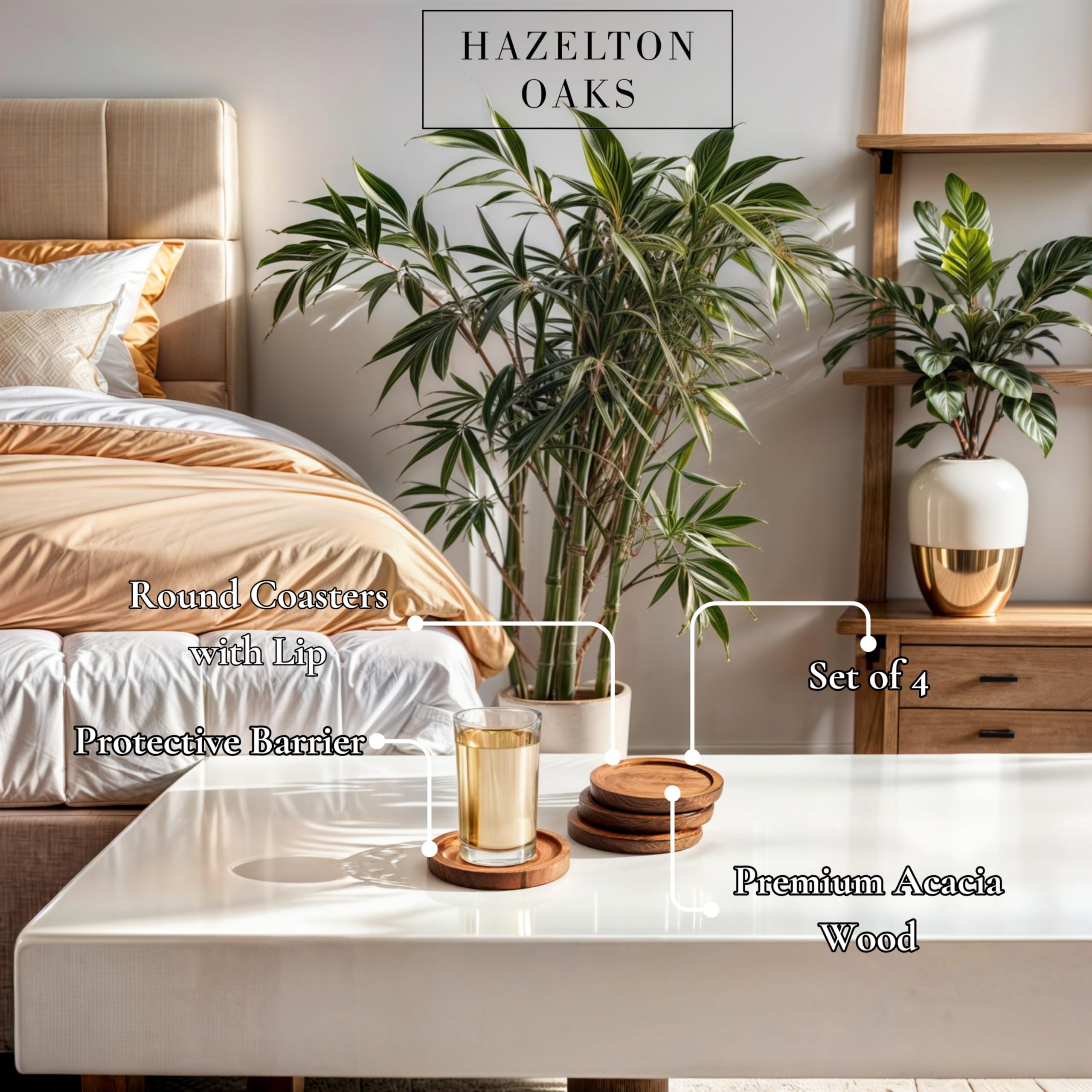 Hazelton Oaks Wooden Coasters Set of 4