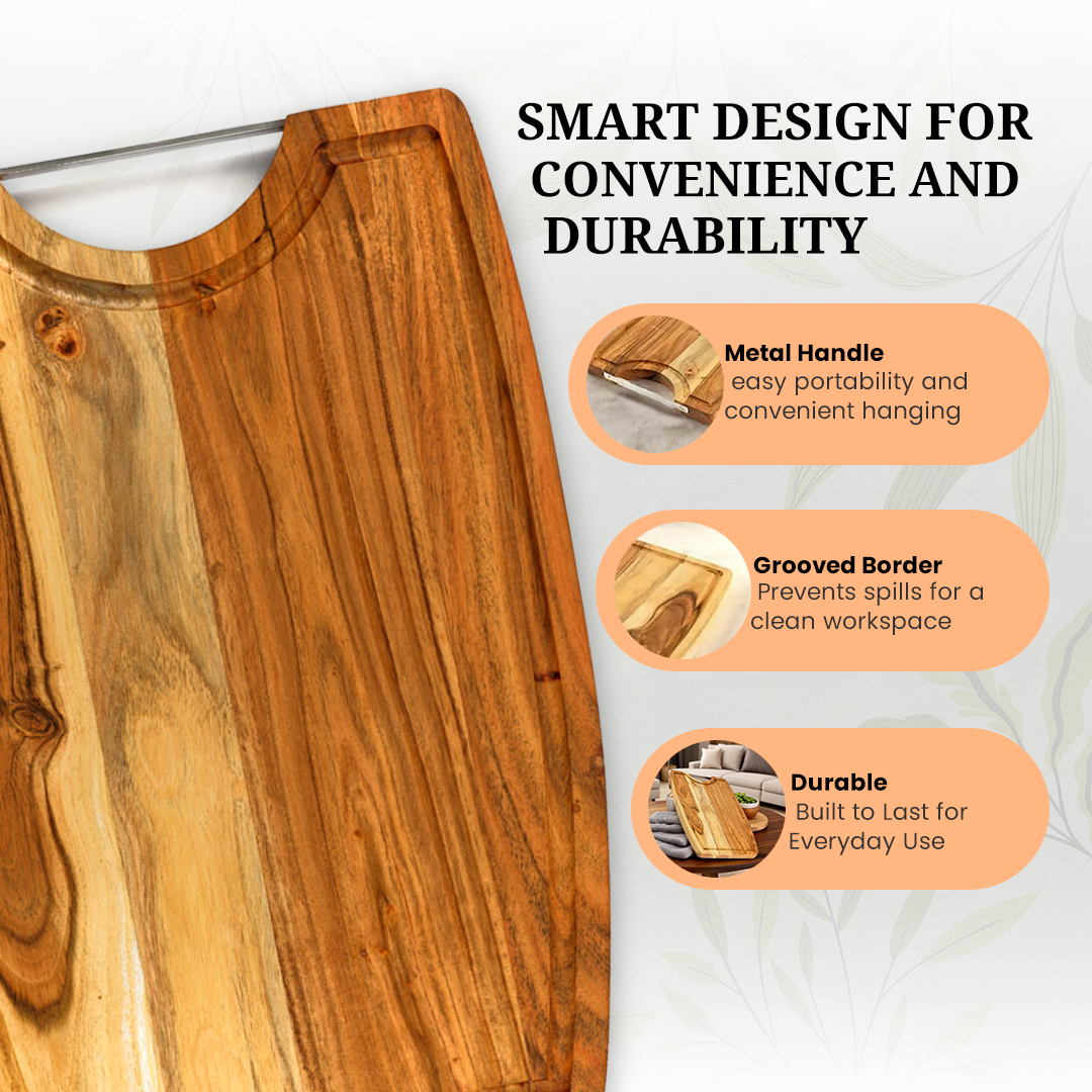 Acacia Chopping Board with Metal Handle