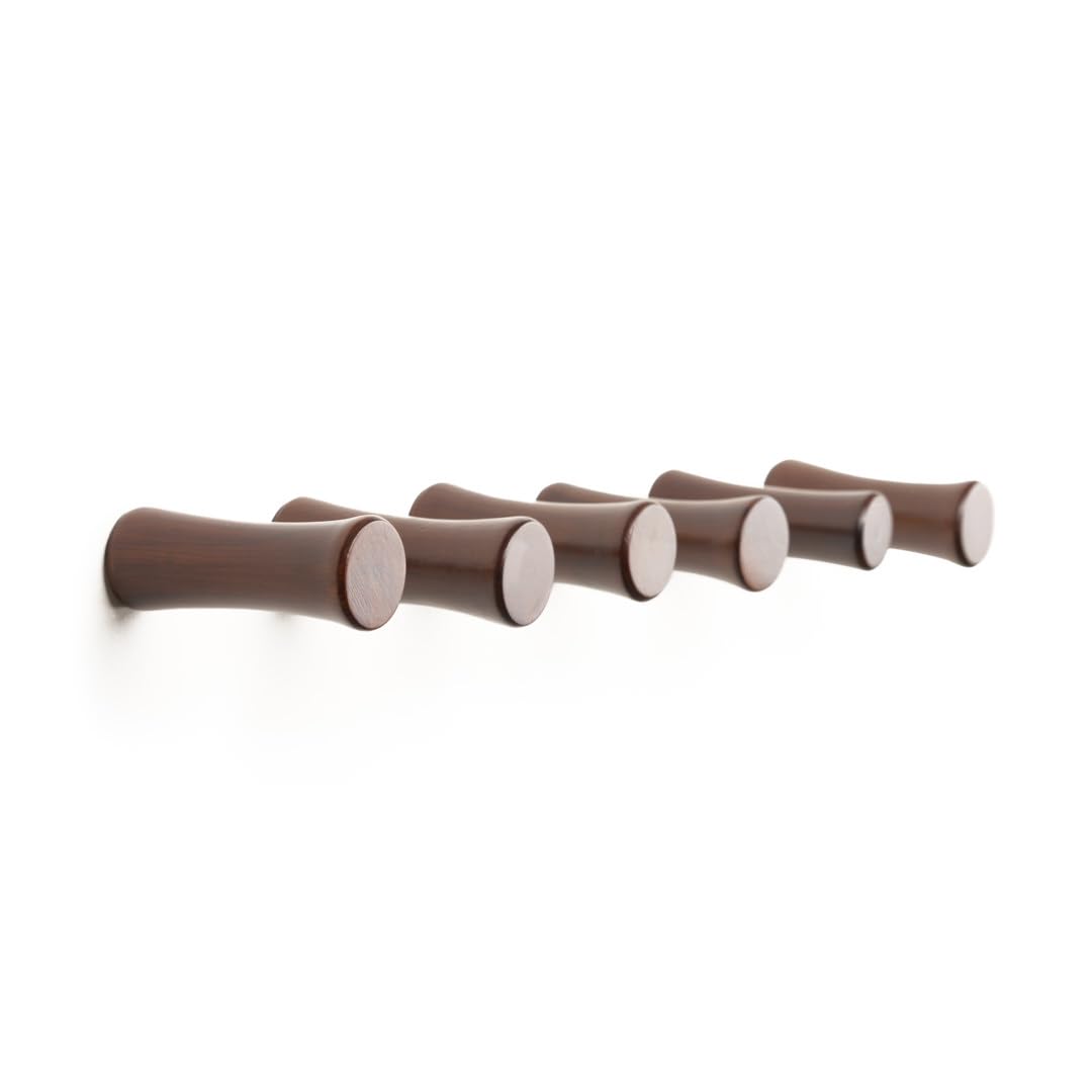 Hazelton Oaks Teak Wood Wall Hooks - Pack of 6