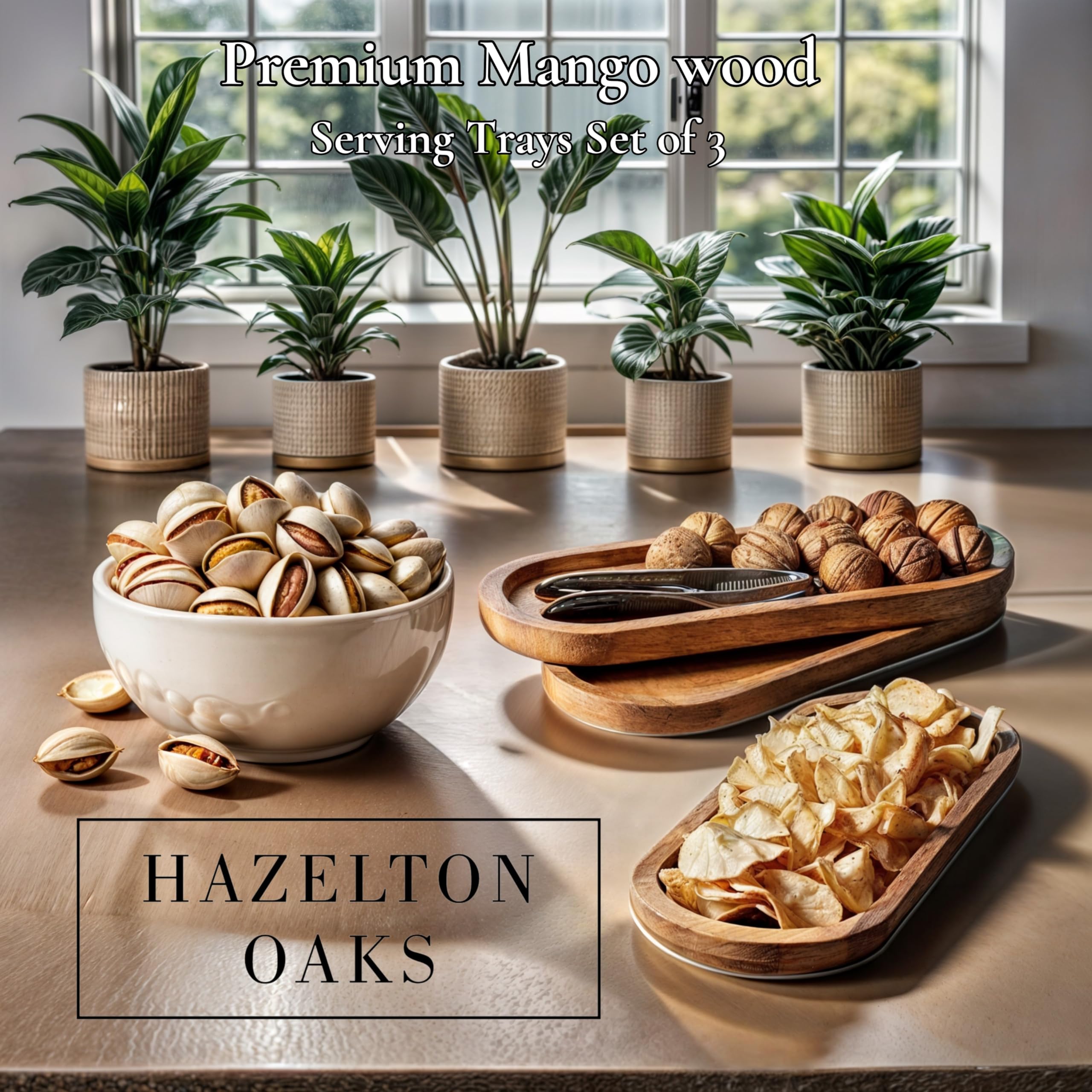 Hazelton Oaks Wooden Serving Trays set of 3