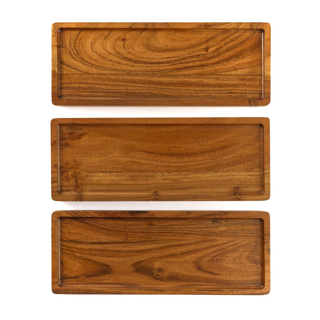 Hazelton Oaks Acacia Rectangle Serving Trays - Set of 3