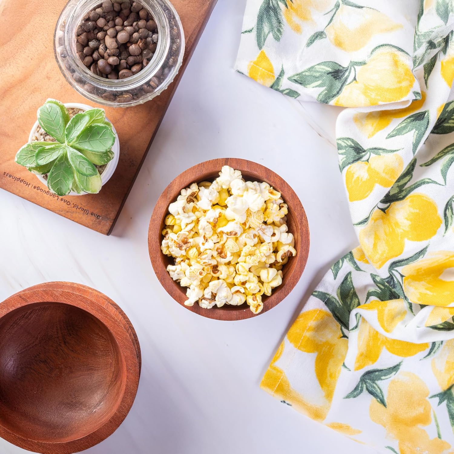 Hazelton Oaks Acacia Round Wooden Bowls Set of 4