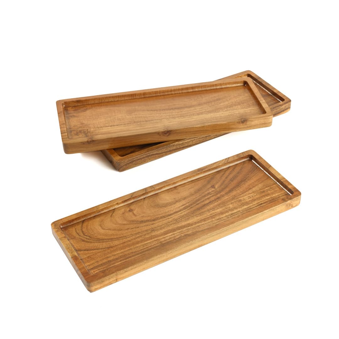 Hazelton Oaks Acacia Rectangle Serving Trays - Set of 3