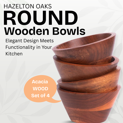 Hazelton Oaks Acacia Round Wooden Bowls Set of 4