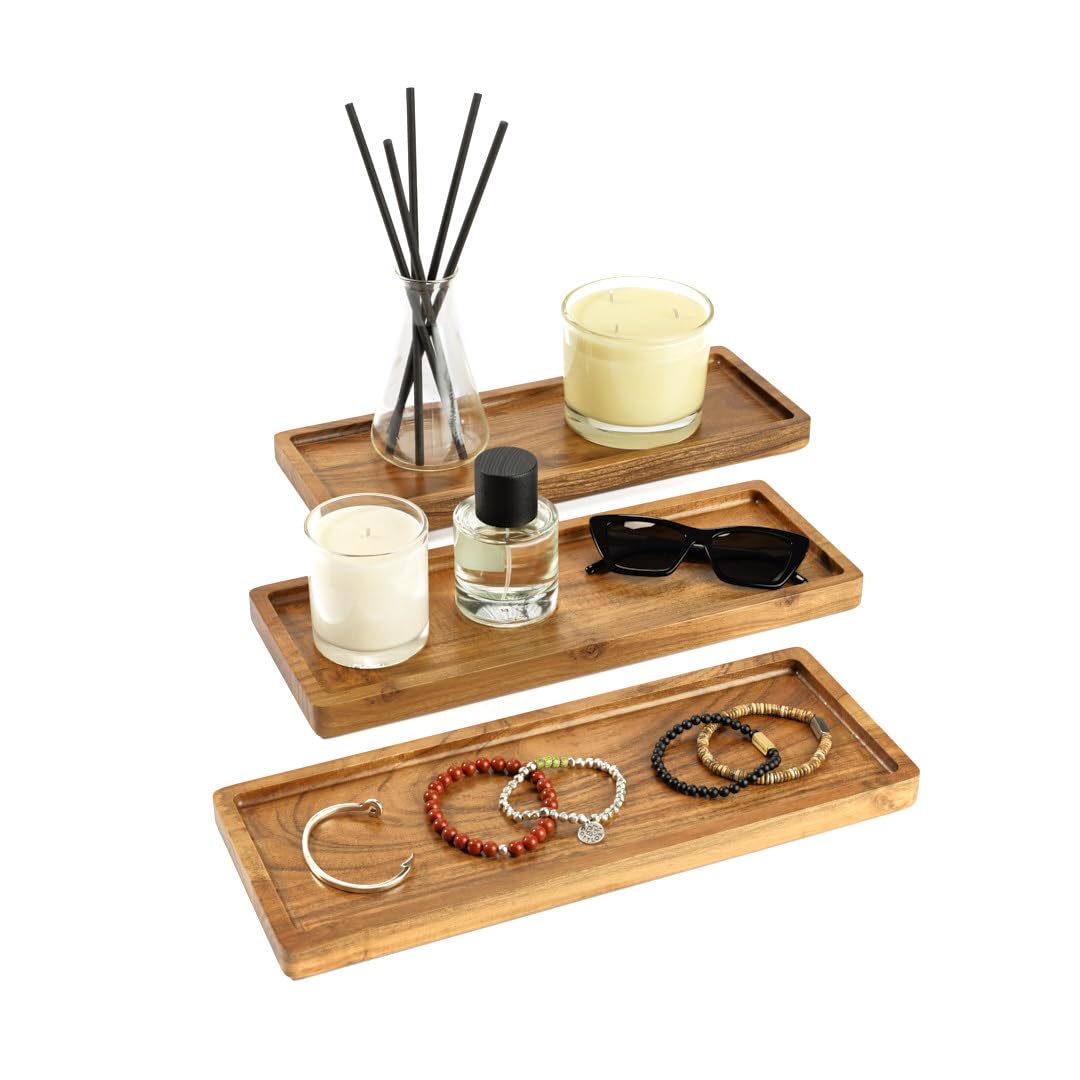 Hazelton Oaks Acacia Rectangle Serving Trays - Set of 3